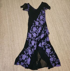 Fairy Eva Blue Black with Purple Floral Print - Medium